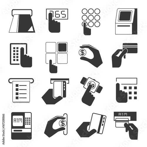 credit card and payment icons, atm icons