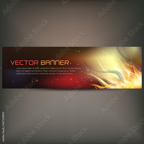 illustration of fire flame banner on gray background