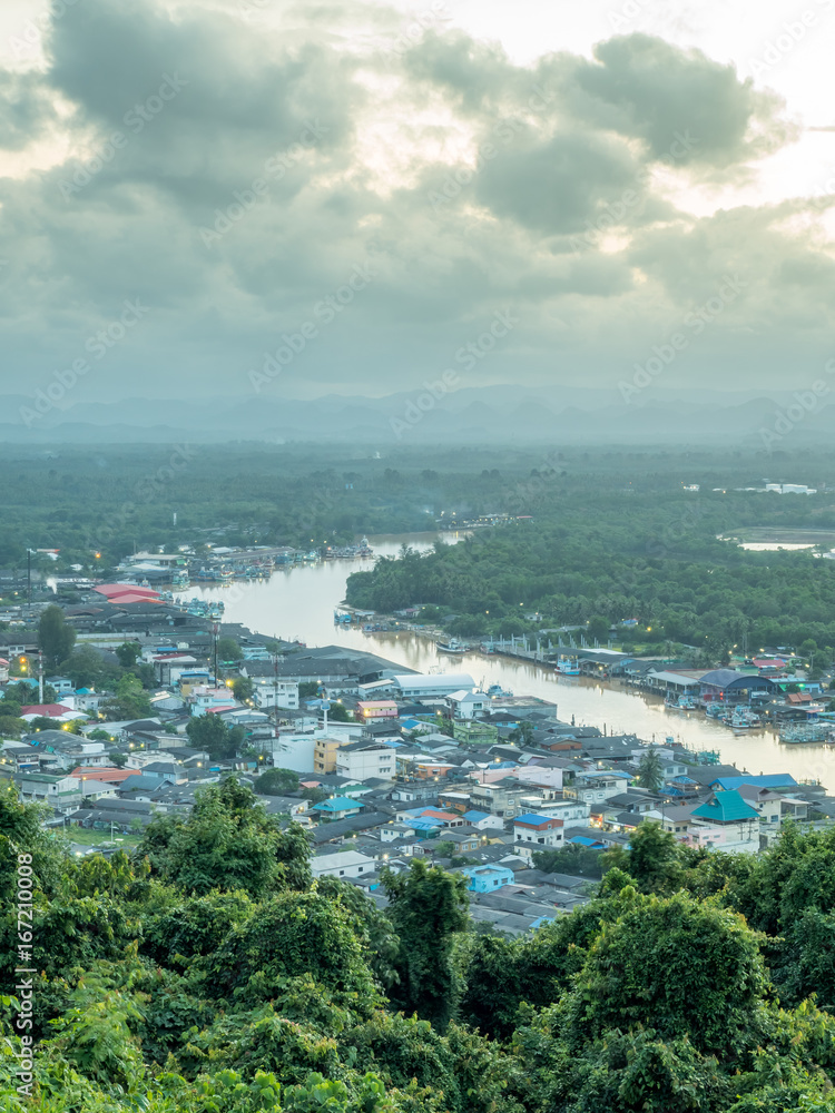 Cityscape view of Chumphon estuary, Thailand Cityscape view of Chumphon estuary, Thailand