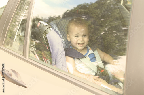 Child forgotten in the car on a hot day