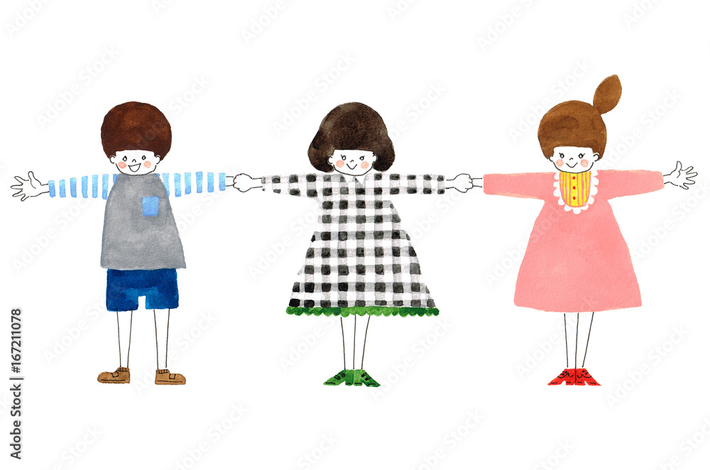 仲良く手をつなぐ友だち Friends Holding Hands Together Stock イラスト Adobe Stock