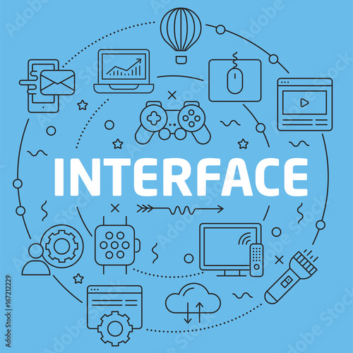 Blue Line Flat Circle illustration interface