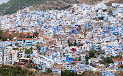 Panorama of Chefchaouen blue town in Morocco, Africa © Zzvet