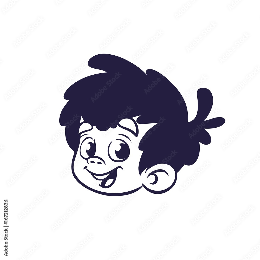 Cartoon Boy Face icon outlined. Vector illustration of a small boy emblem Cartoon Boy Face icon outlined. Vector illustration of a small boy emblem