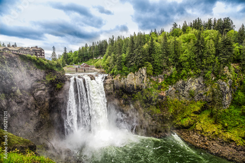 Snoqualmie Falls and Lodge in Summer photo
