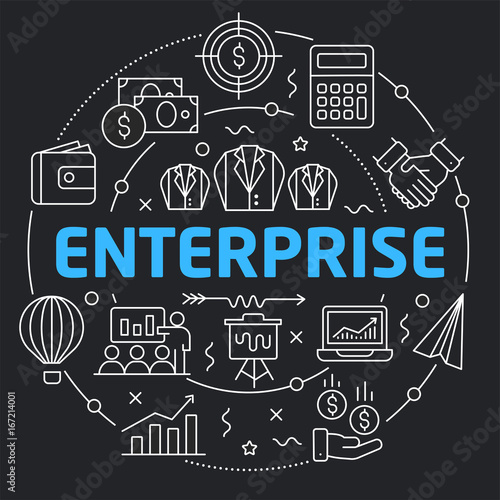 Black Line Flat Circle illustration enterprise