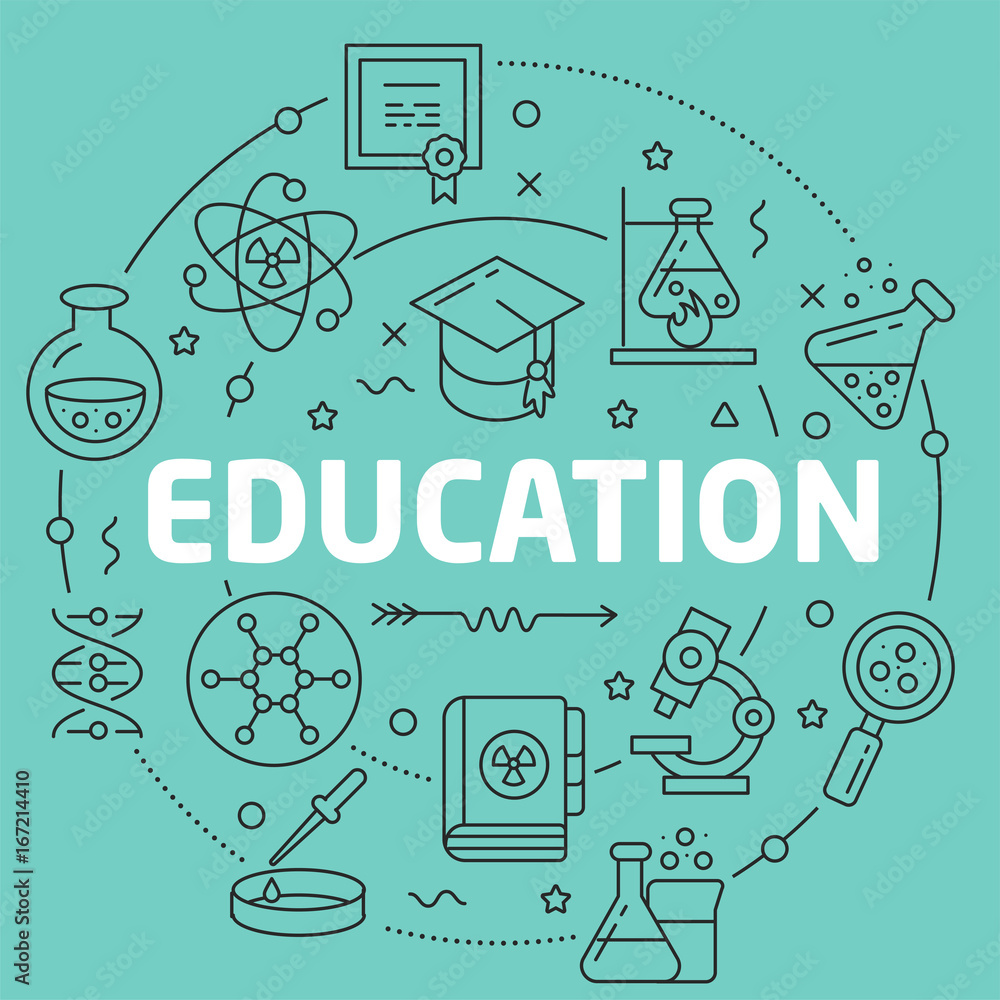 Green Line Flat Circle illustration education Green Line Flat Circle illustration education