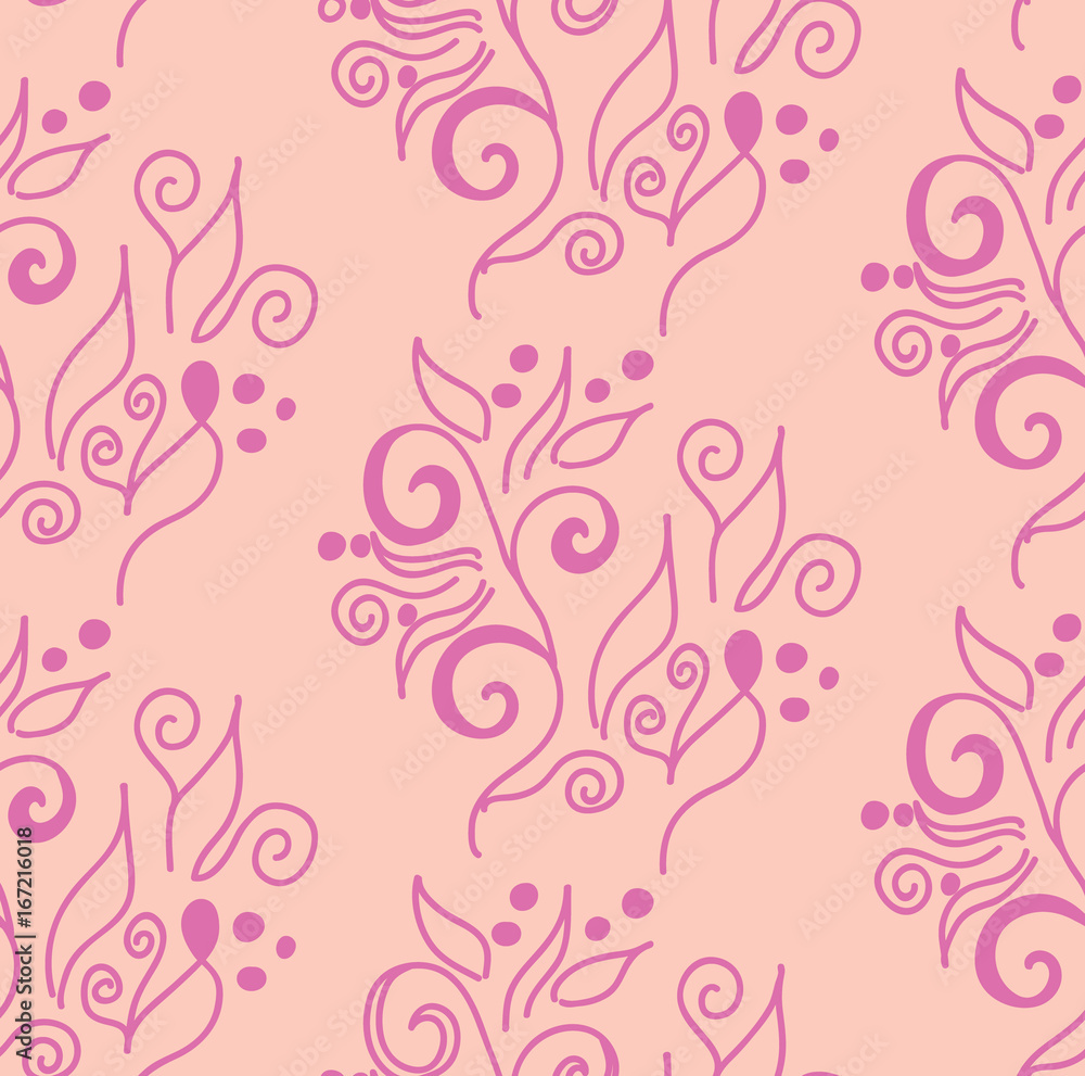 Abstract seamless pink floral pattern, vector