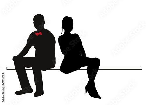 Vector, silhouette of sitting girls and guy