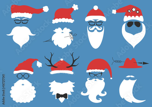 Vector hipster Santa Claus. Silhouette with cool beard and glasses.