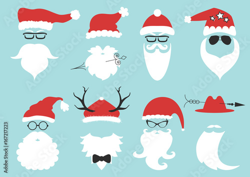 Vector hipster Santa Claus. Silhouette with cool beard and glasses.