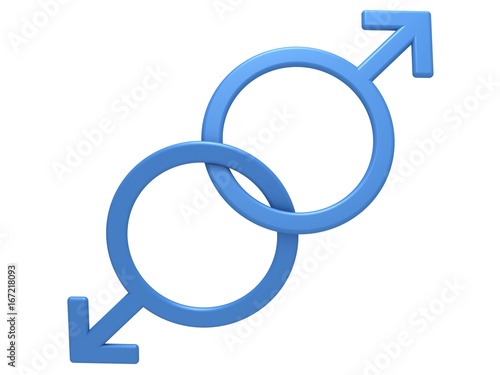 Gay symbol. Two male gender symbols, close-up on a white background, 3D  illustration. Stock Illustration | Adobe Stock