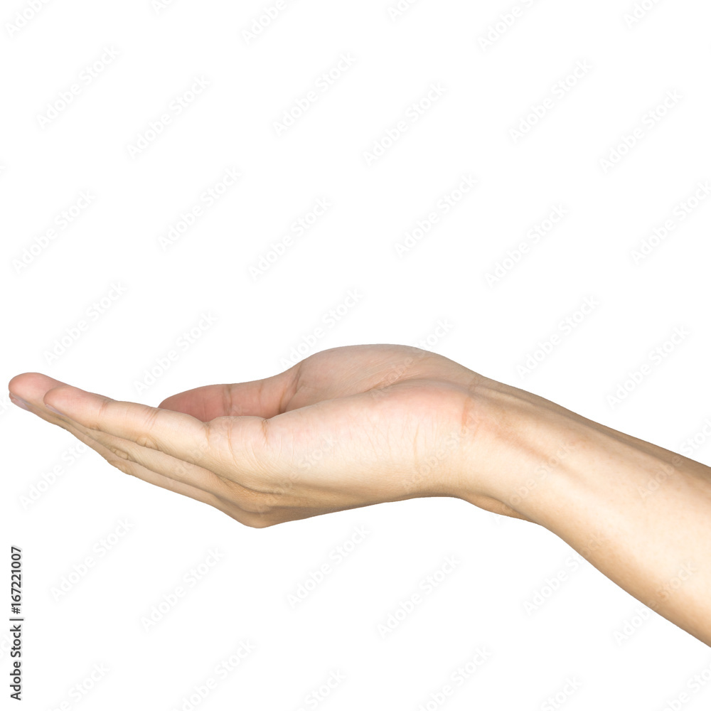 Empty Man hand holding isolated on white background Empty Man hand holding isolated on white background