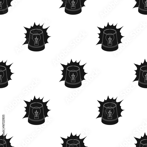 Emergency rotating beacon light icon in black style isolated on white background. Police symbol stock vector illustration.