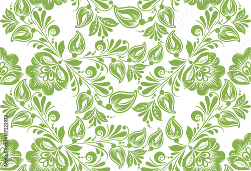 Greenery floral seamless pattern background, illustration. Spring color 2017, leaves foliage