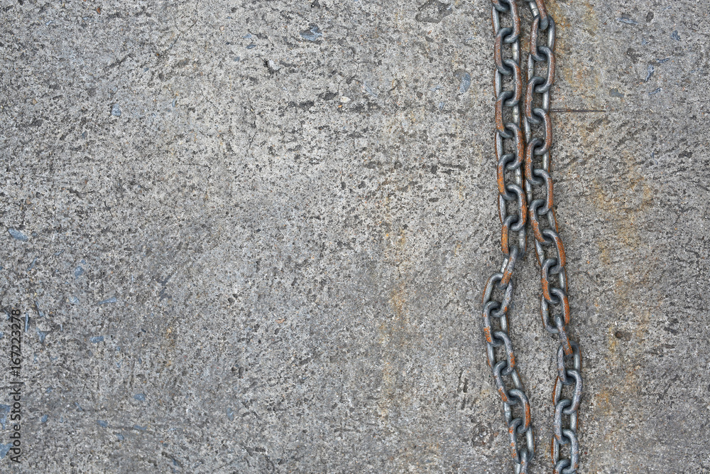 Chain on the cement floor.