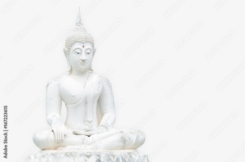 White Buddha statues isolation on white background