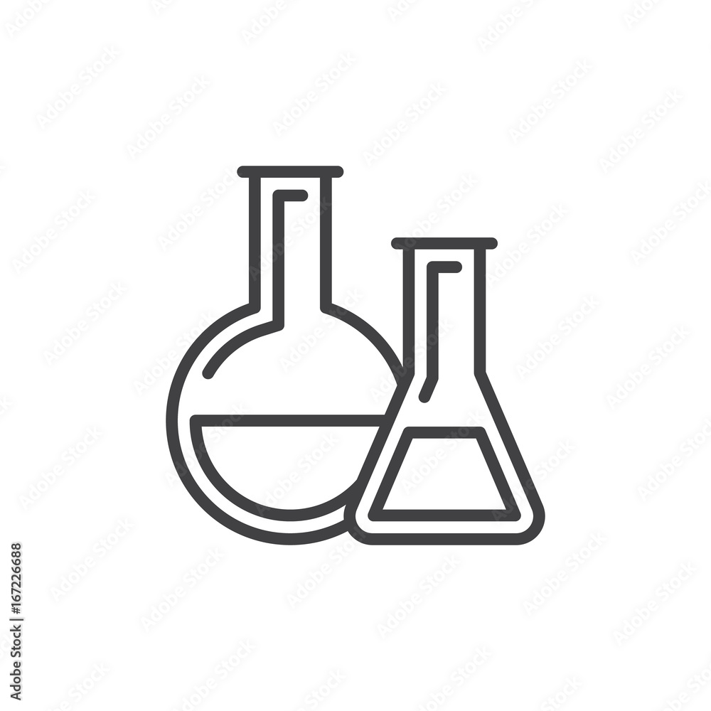 Chemistry lab glassware line icon, outline vector sign, linear style pictogram isolated on white. Science symbol, logo illustration. Editable stroke. Pixel perfect vector graphics Chemistry lab glassware line icon, outline vector sign, linear style pictogram isolated on white. Science symbol, logo illustration. Editable stroke. Pixel perfect vector graphics