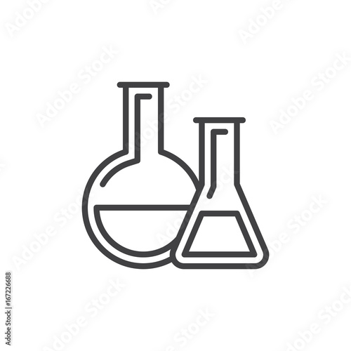 Chemistry lab glassware line icon, outline vector sign, linear style pictogram isolated on white. Science symbol, logo illustration. Editable stroke. Pixel perfect vector graphics