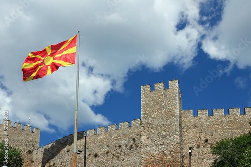 The Macedonian flag on the Samuel fortress Ohrid