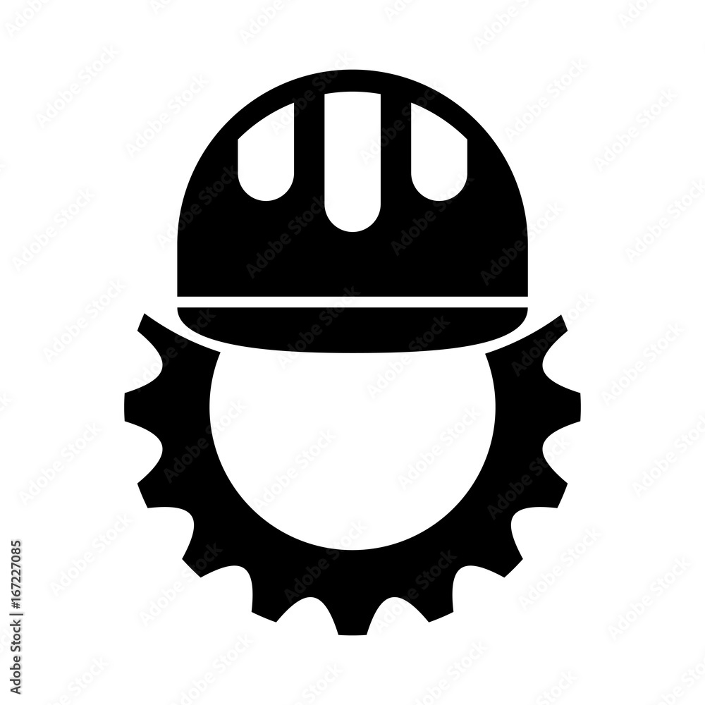 gear machine with helmet vector illustration design gear machine with helmet vector illustration design