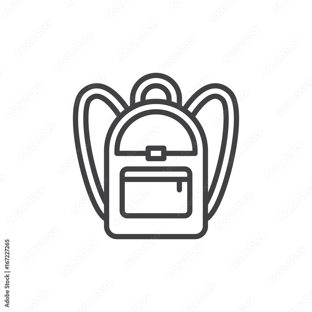Outlined school backpack, Stock vector