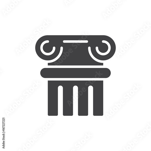 Ancient column icon vector, filled flat sign, solid pictogram isolated on white. History symbol, logo illustration. Pixel perfect vector graphics