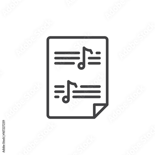 Sheet music line icon, outline vector sign, linear style pictogram isolated on white. Symbol, logo illustration. Editable stroke. Pixel perfect vector graphics