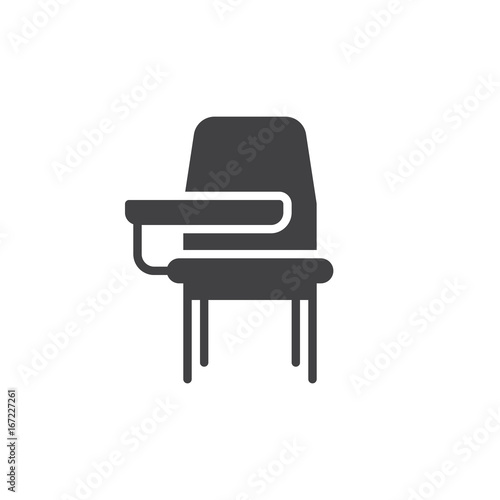 School desk chair icon vector, filled flat sign, solid pictogram isolated on white. Symbol, logo illustration. Pixel perfect vector graphics
