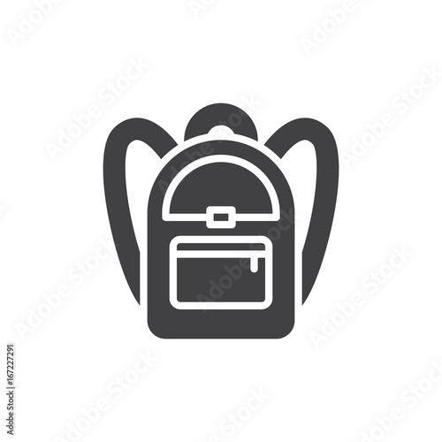 School backpack icon vector, filled flat sign, solid pictogram isolated on white. Symbol, logo illustration. Pixel perfect vector graphics