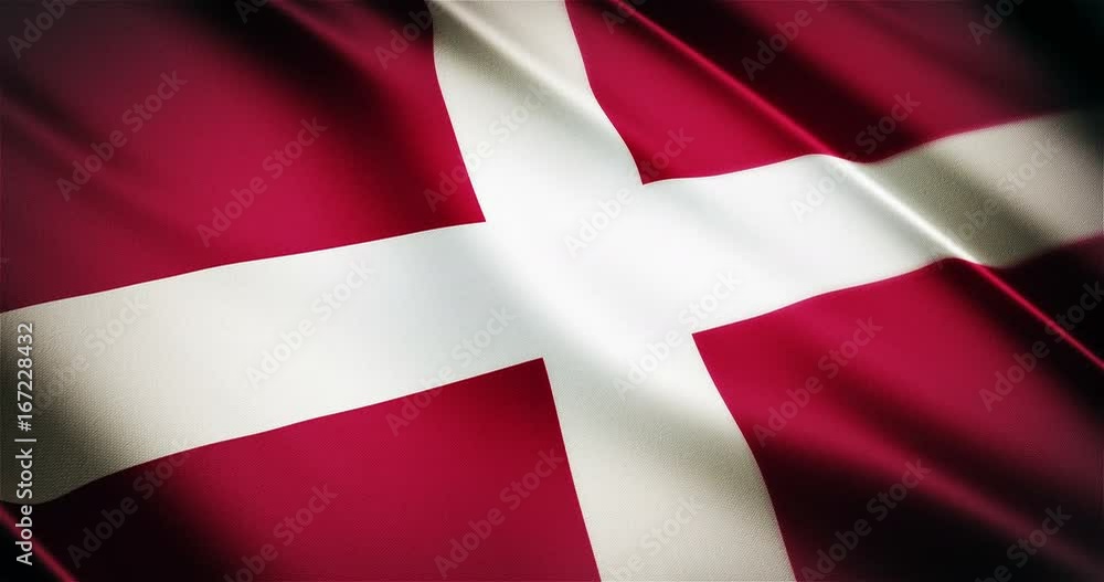 Denmark realistic national flag seamless looping waving animation Denmark realistic national flag seamless looping waving animation