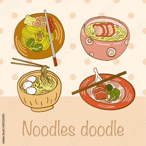 Noodles doodle vector