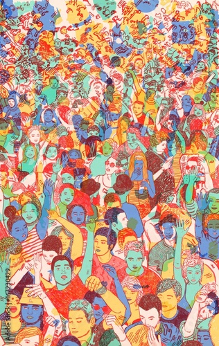 Illustration of crowd dancing at a concert