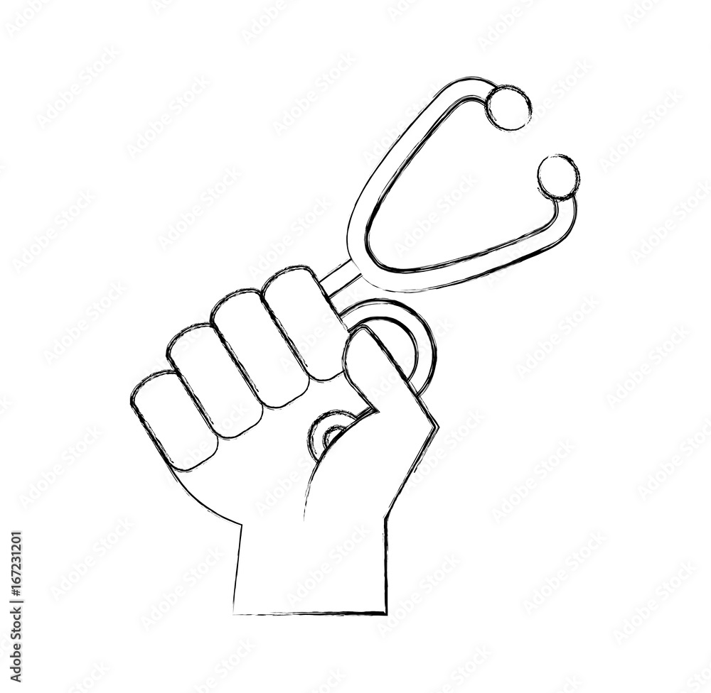 Fototapeta premium hand human with medical stethoscope vector illustration design