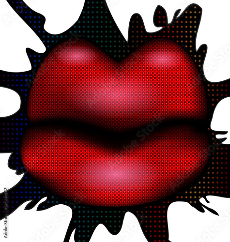 abstract red lips and dark blot
