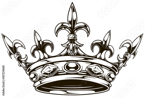 Graphic black and white king crown vector