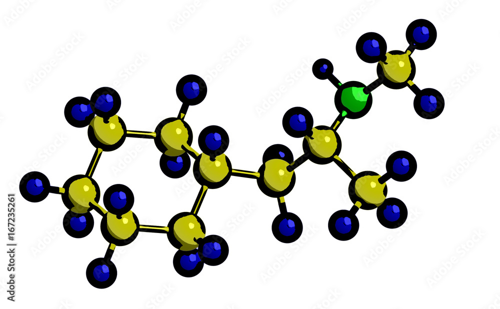 Propylhexedrine (Benzedrex, Obesin) - molecular structure Propylhexedrine (Benzedrex, Obesin) - molecular structure