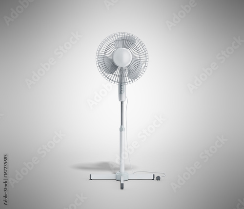 white electric fan 3d render on grey background