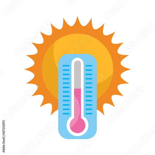 cute sun with termometer vector illustration design