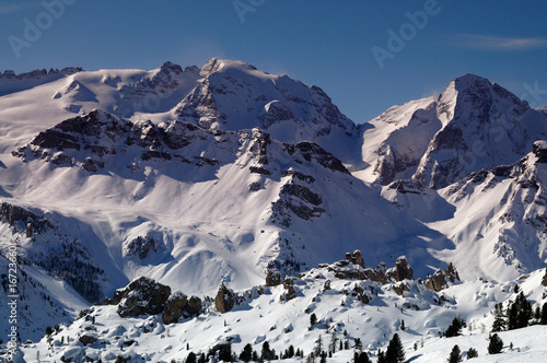 Marmolada group mountain as seen from Passo Campolongo - Alta Badia  Dolomites  Italy.