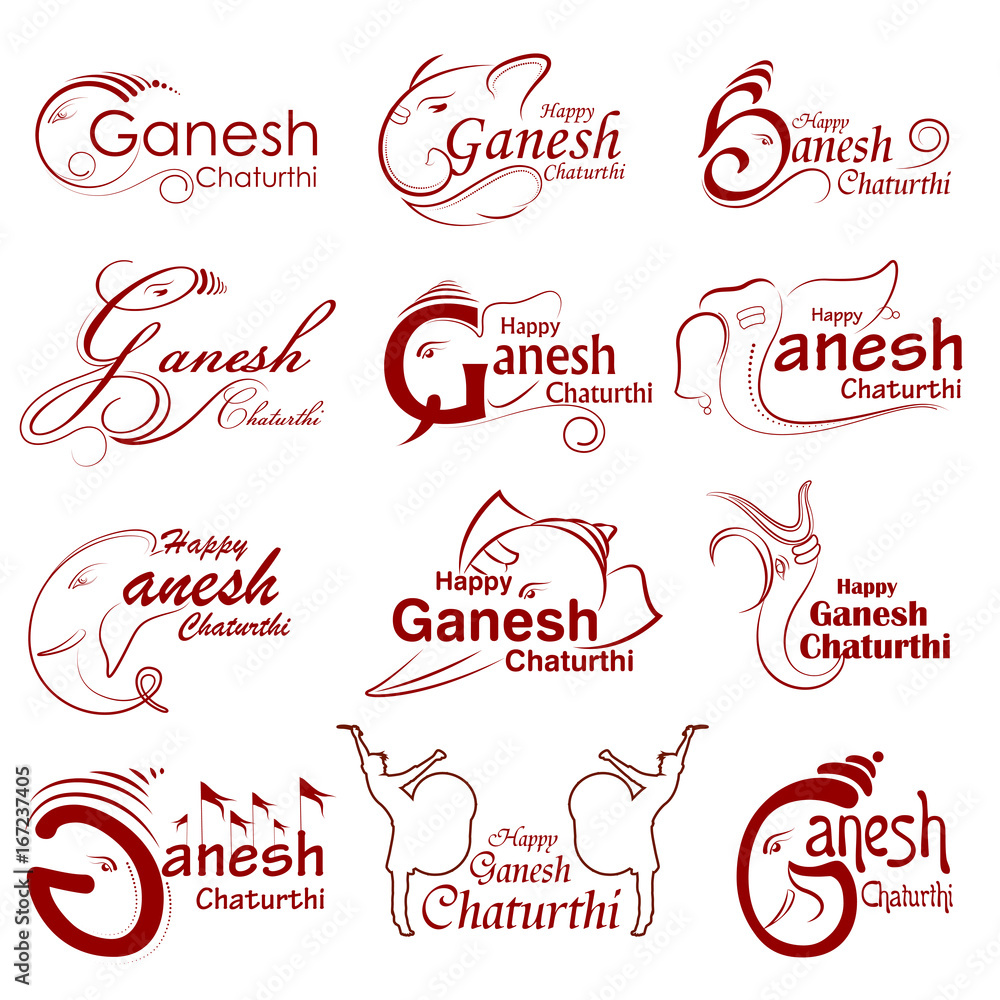 Naklejka premium Lord Ganpati on Ganesh Chaturthi background