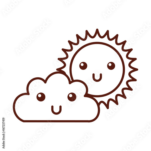 Beautiful fantasy cloud with sun kawaii character vector illustration design