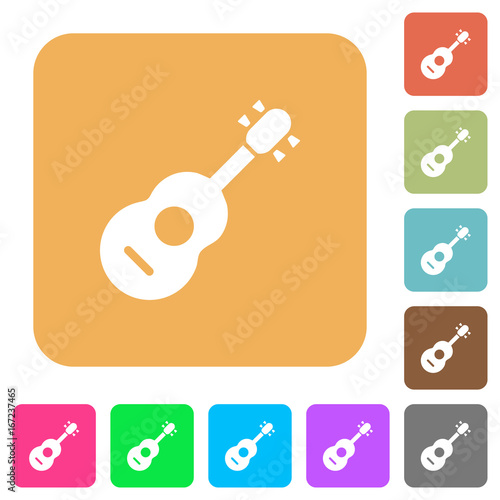 Acoustic guitar rounded square flat icons