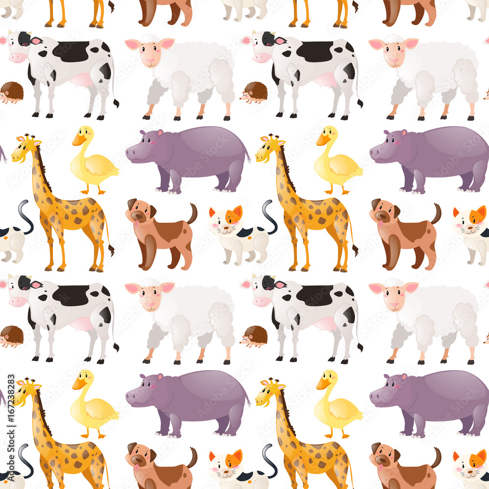 Seamless background with cute animals Seamless background with cute animals