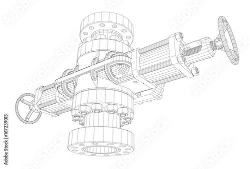 Blowout preventer. Wire frame style