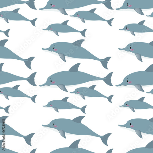 Seamless background design with dolphins