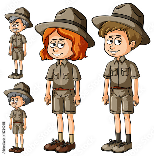 Different characters in safari outfit