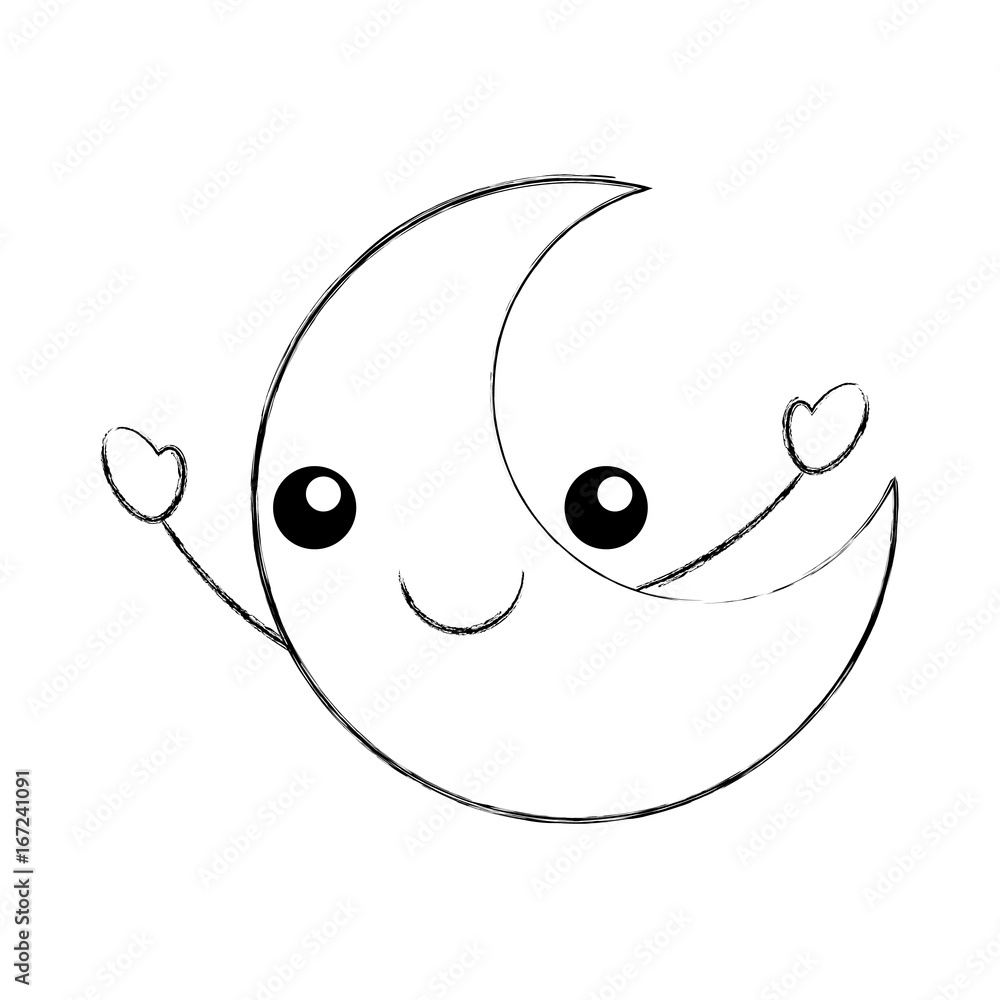 cute moon kawaii character vector illustration design cute moon kawaii character vector illustration design