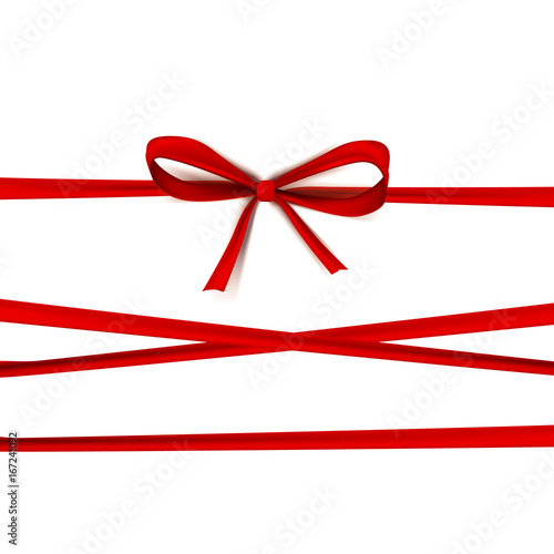 luxury thin gift bow with three red knot for gift
