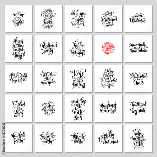 set of 25 hand lettering christmas quotes design to greeting car